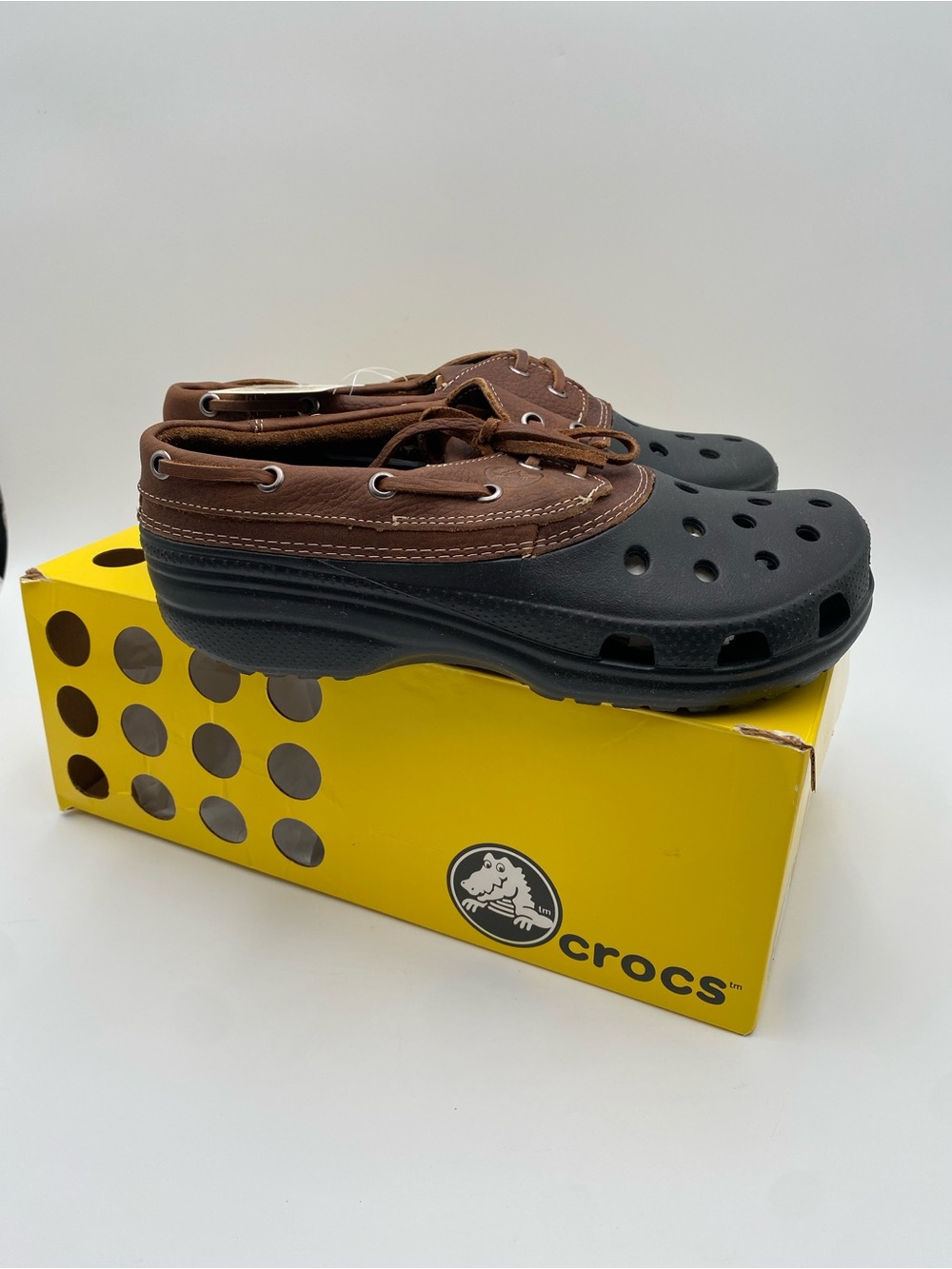 CROCS Men’s Brown Upper Black Clog Sandals
